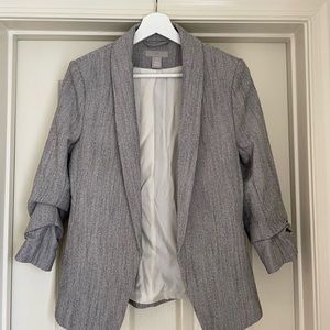 H&M ¾ sleeve grey herringbone blazer size 4